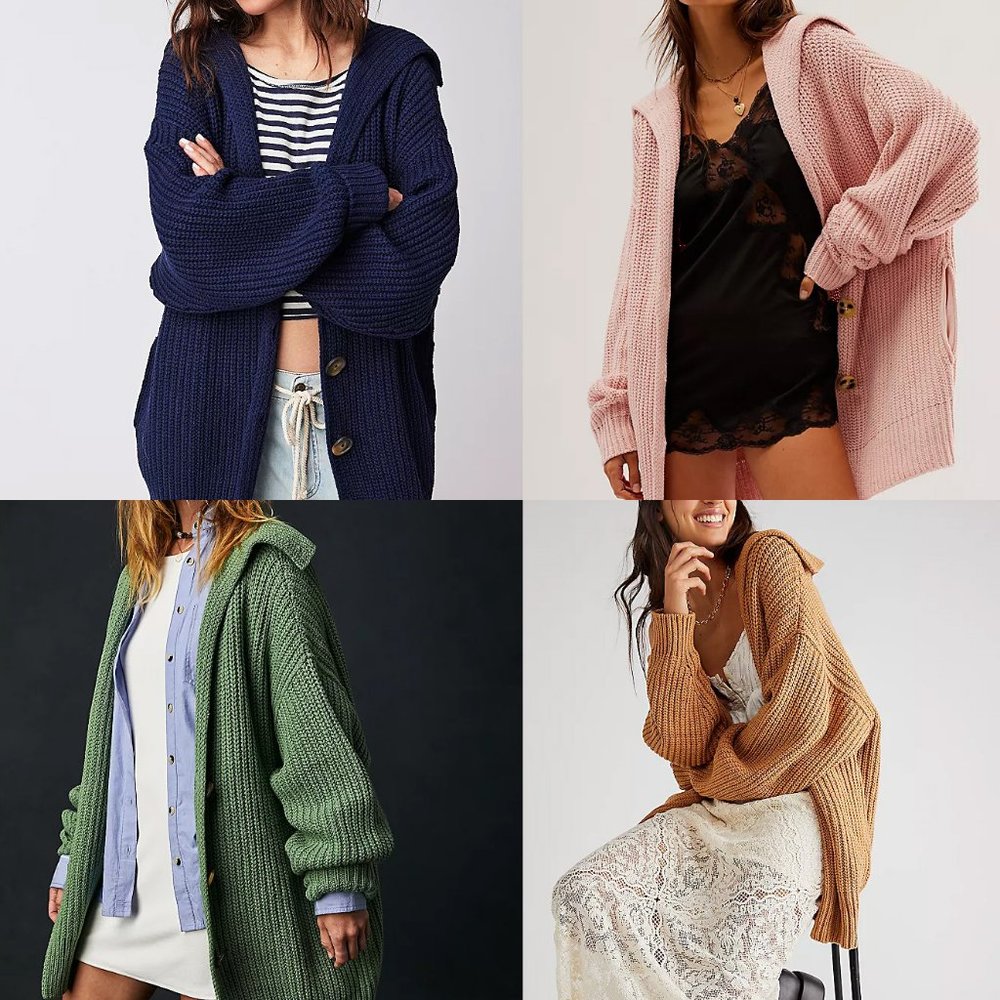 Free People Swim Too Deep Collar Longline Cardi Cardigan Hunter Green $158 XS - Picture 15 of 15